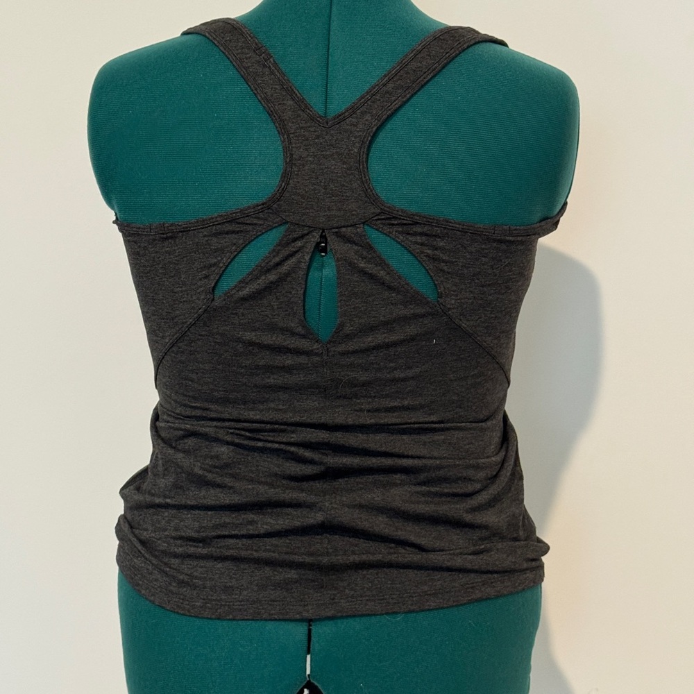 Patagonia Heathered Grey Laser Cutout Back Active Tank EUC Small